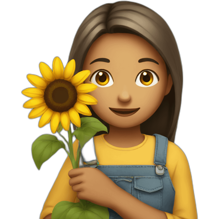 Girl holding sunflower emoji