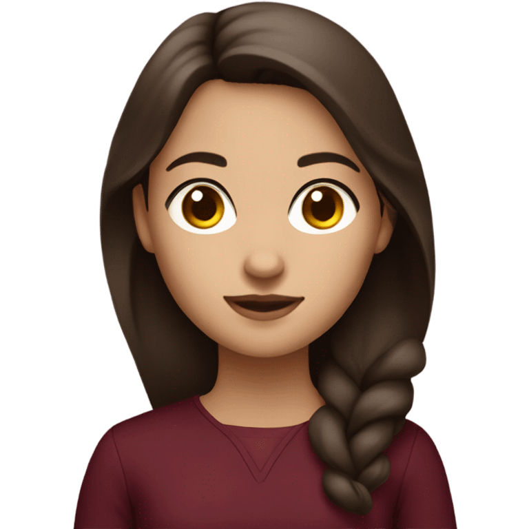 girl brunette in burgundy colors emoji