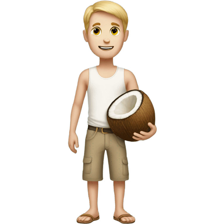 Tall white boy with coconut in hands  emoji