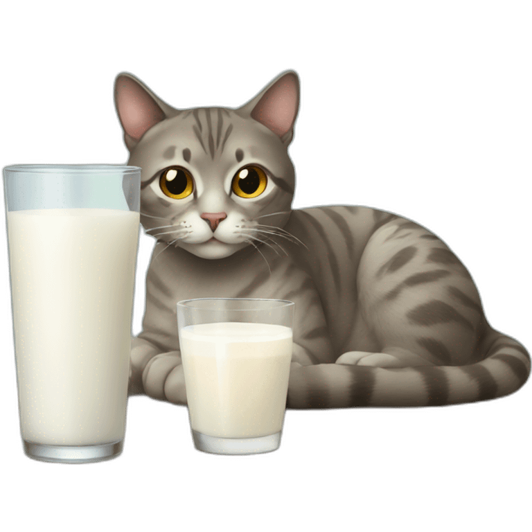 Cat with glass of milk emoji