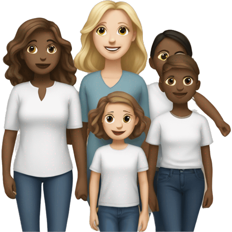 White Family of six, mom five daughters one son emoji