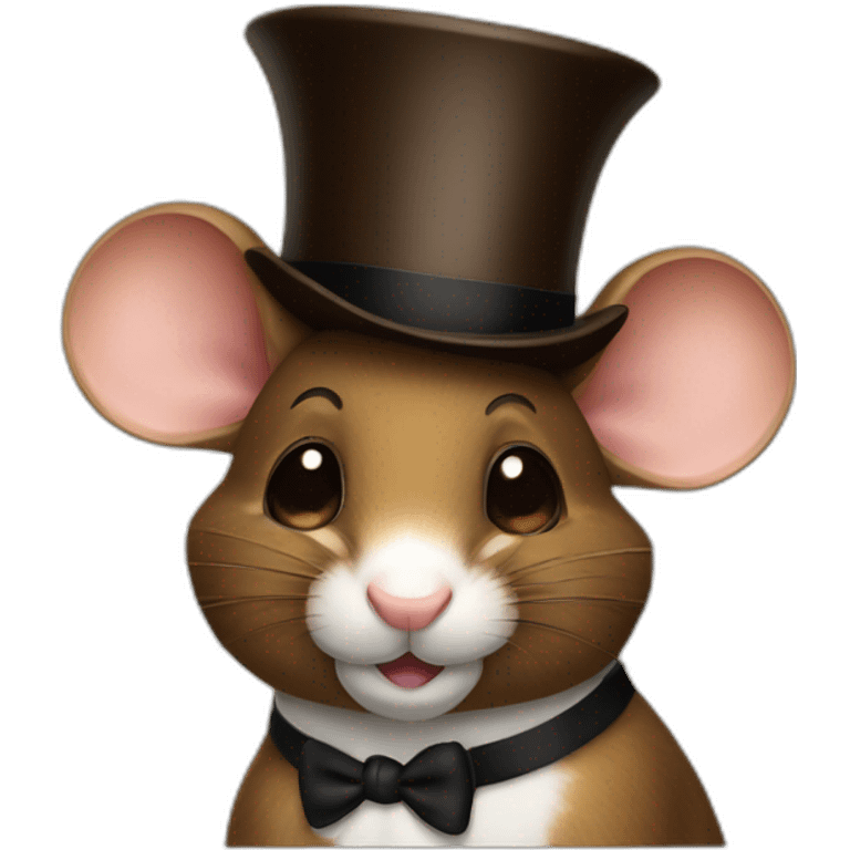 a rich brown mouse with a top hat and a spectacle emoji