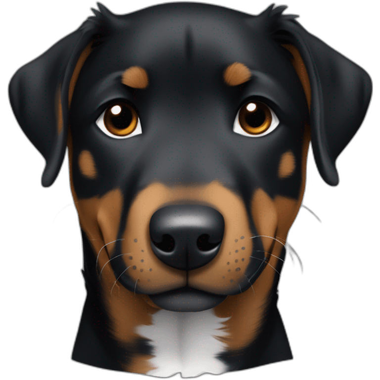 Sleeping black and brown beauceron puppy with white chest and chin emoji