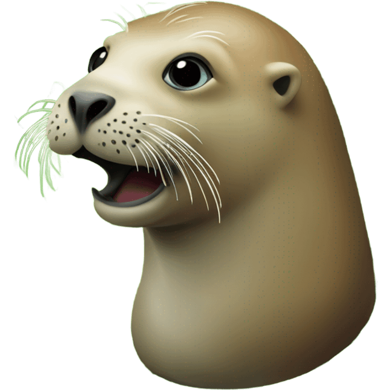 Sea lion with mint emoji