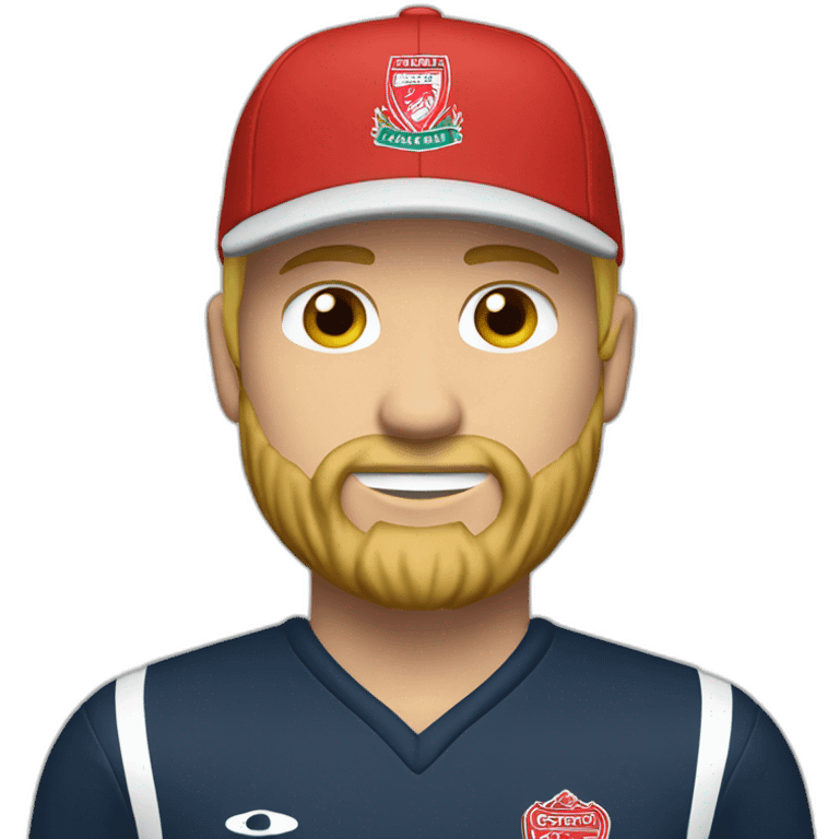 Man with short blonde hair and blonde beard wearing leyton Orient cap emoji