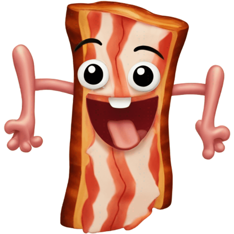 Bacon smiling with arms and legs emoji