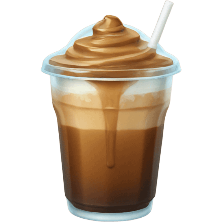 Caramel iced coffee in a clear cup  emoji