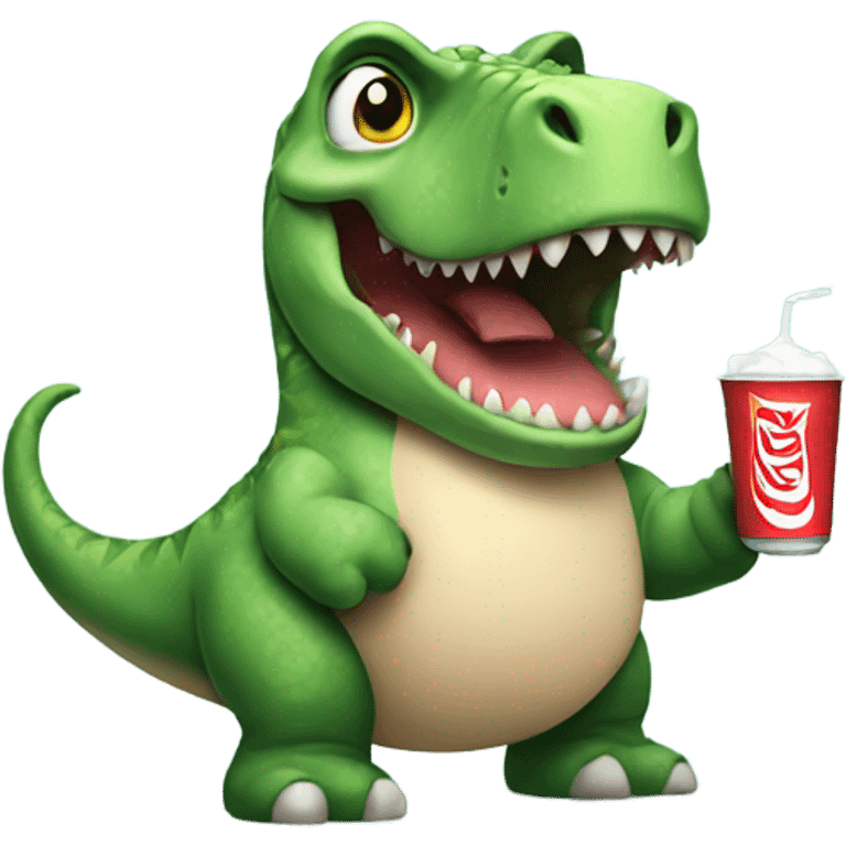 Dino holding a soda emoji