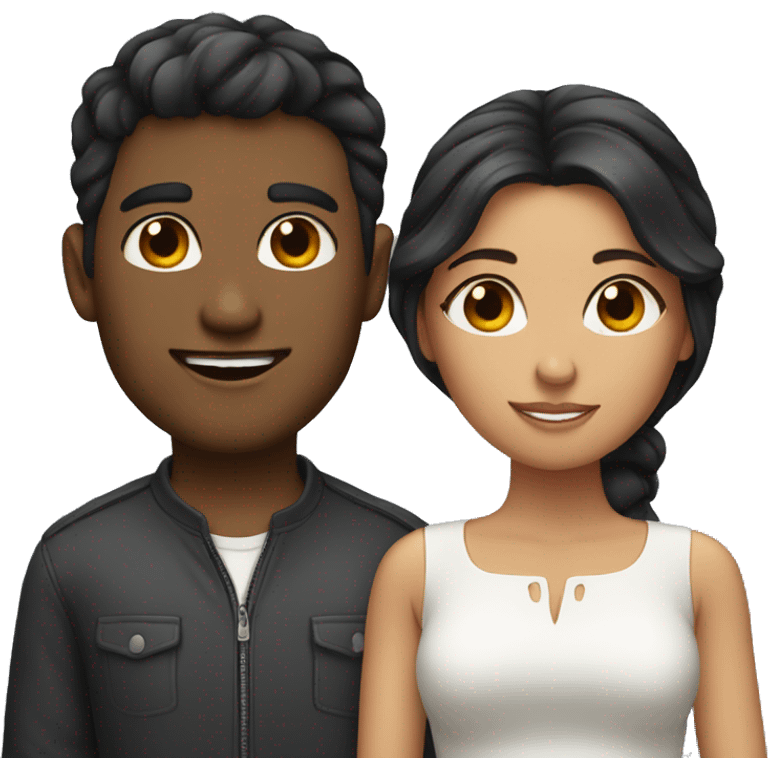 Couple with dark hair emoji