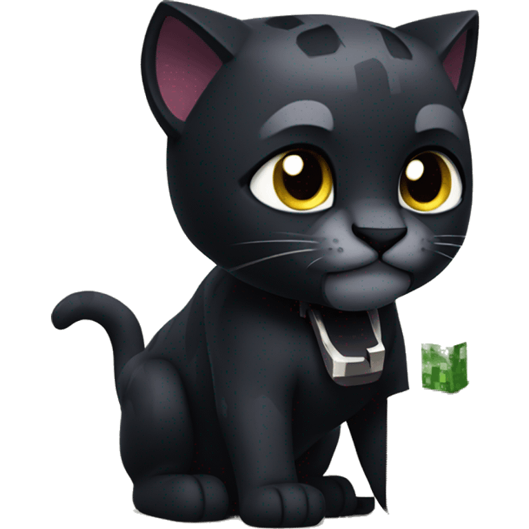 Black panther cat eating Minecraft block emoji