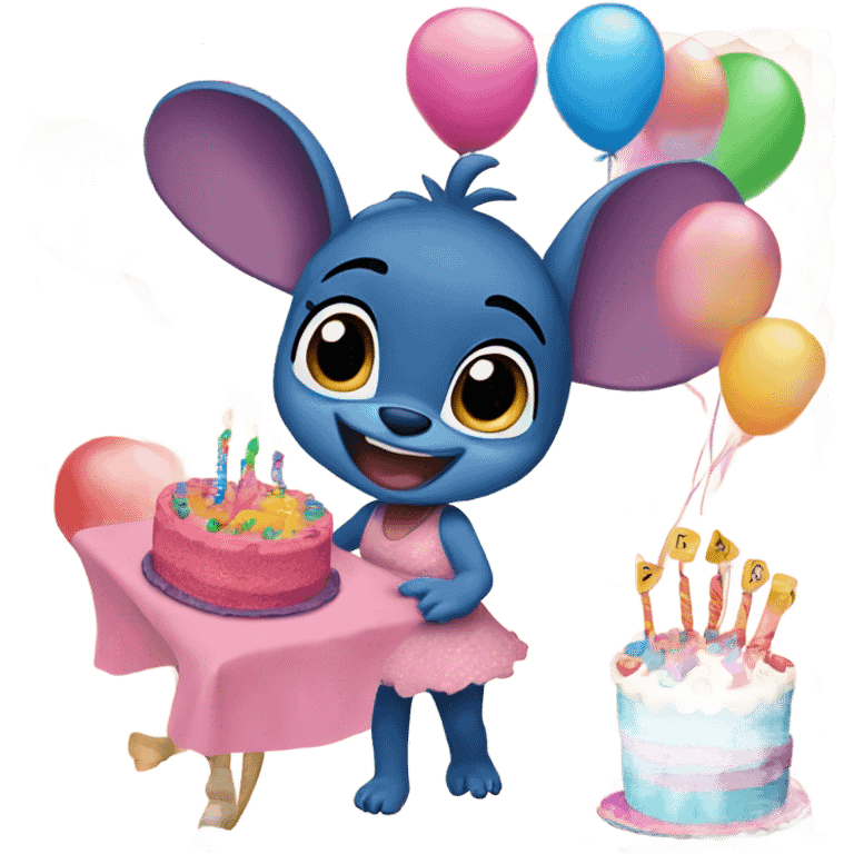 Create a birthday party invitation for Mia, turning 8 on Feb 3rd.  LILO & stitch themed  emoji