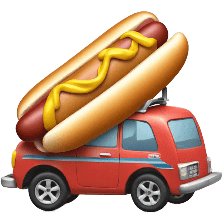 Hot dog in a car with skis emoji