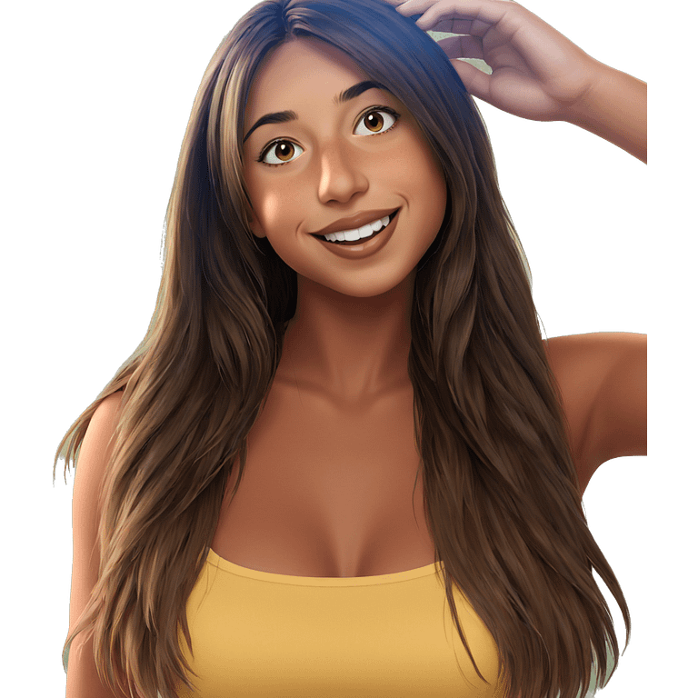 smiling girl with brown hair emoji