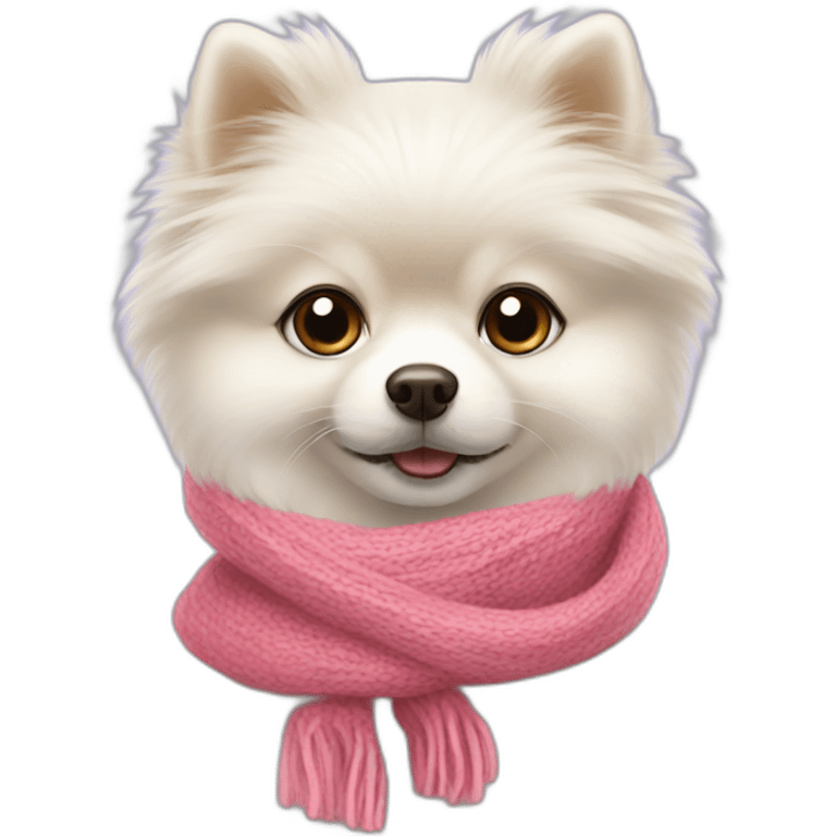 White pomeranian with scarf emoji