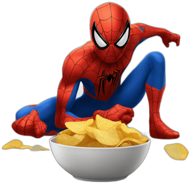 Spiderman eating chips emoji