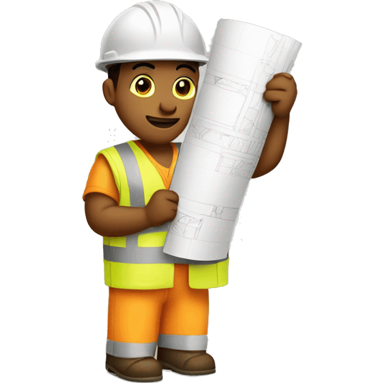 construction worker holding rolled up plans emoji