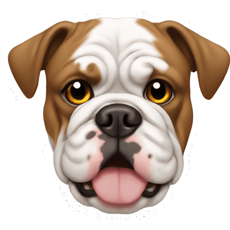 english bulldog brown white with one colored brown eye other white emoji