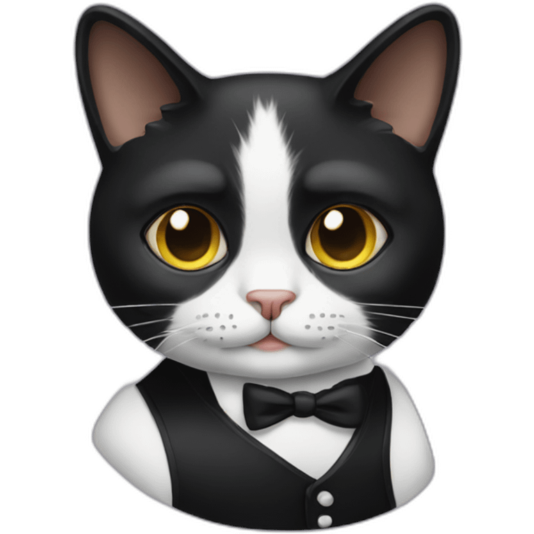 tuxedo cat with an eye patch emoji