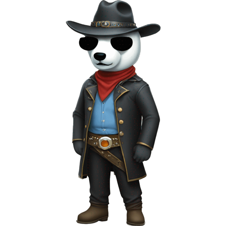 Full body if polar bear wearing cowboy hat wearing a zorro mask emoji