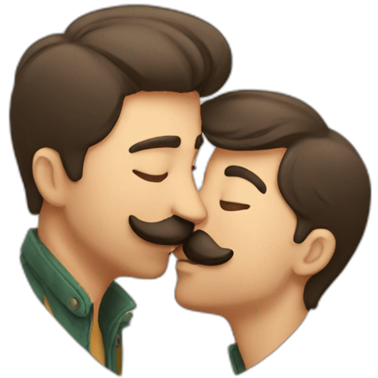 man kissing a guy with moustache emoji