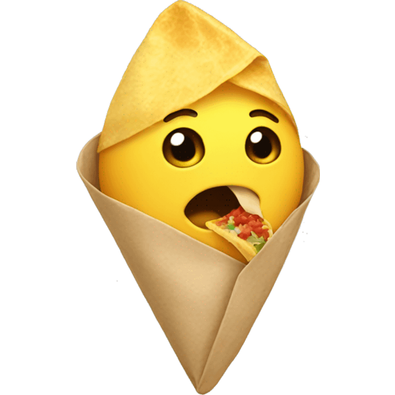 Yellow emoji eating burrito emoji