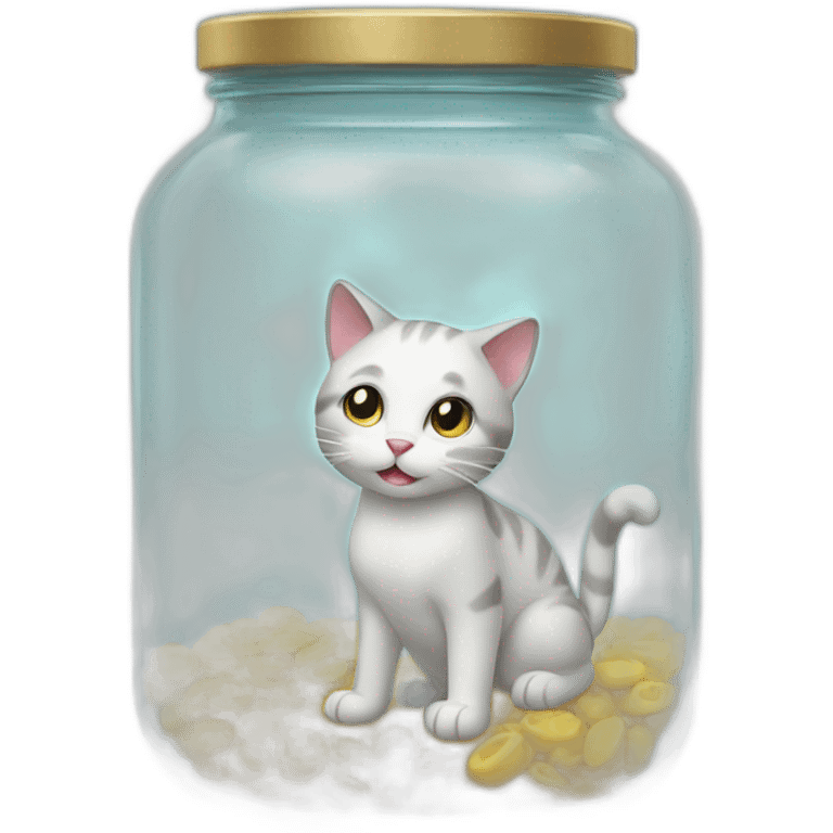 Cat gets out of a glass jar emoji