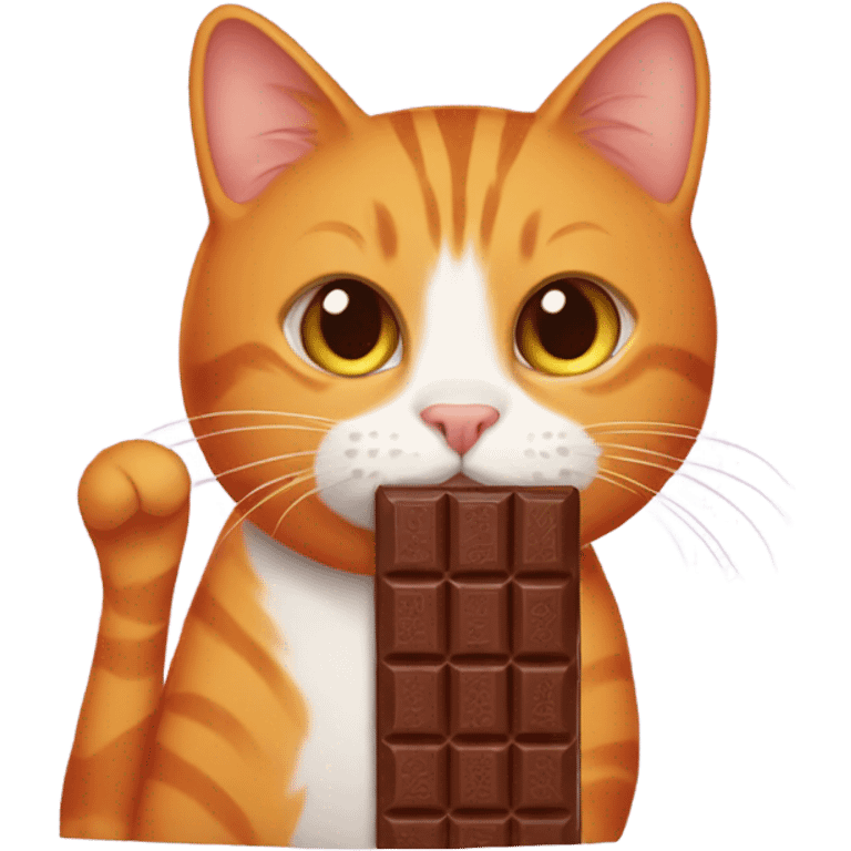 Orange cat with chocolate bar emoji