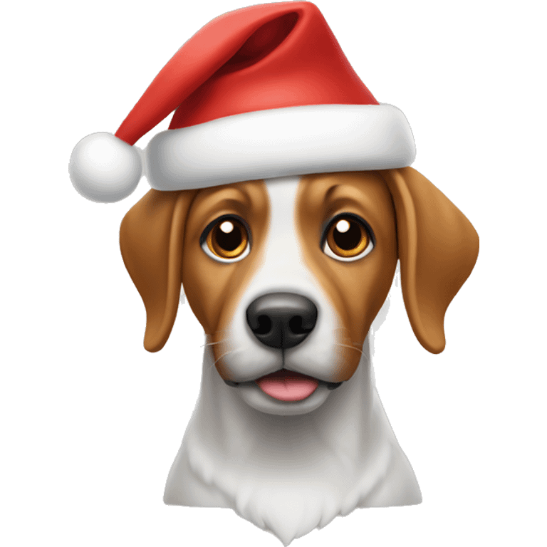 dog wearing a christmas hat emoji