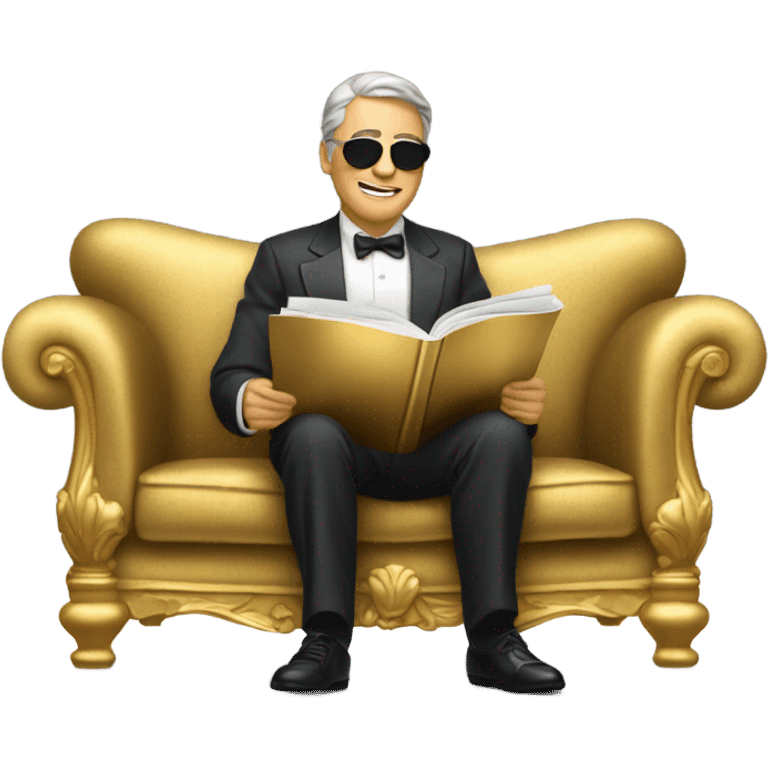 Billionaire reading gold magazine emoji