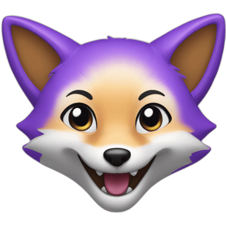 a purple fox with a big smile emoji