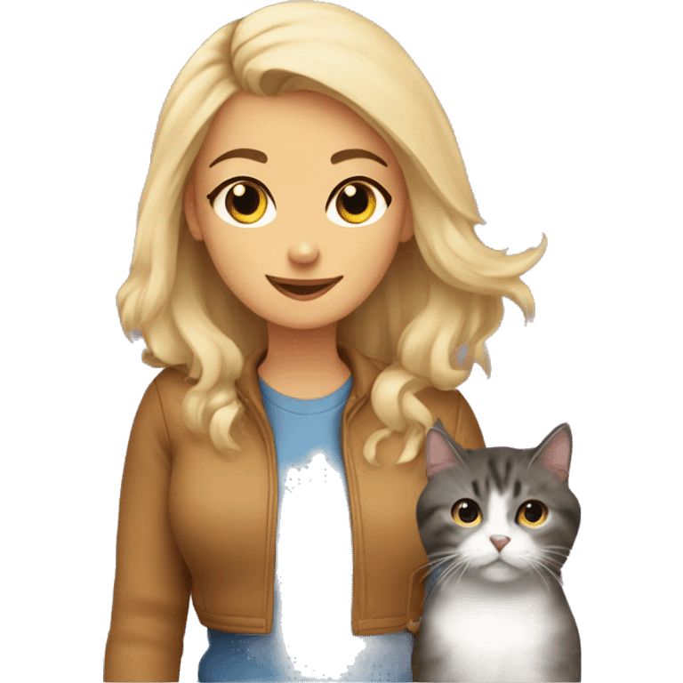 Animal lover girl, dog plus cat, bron  emoji