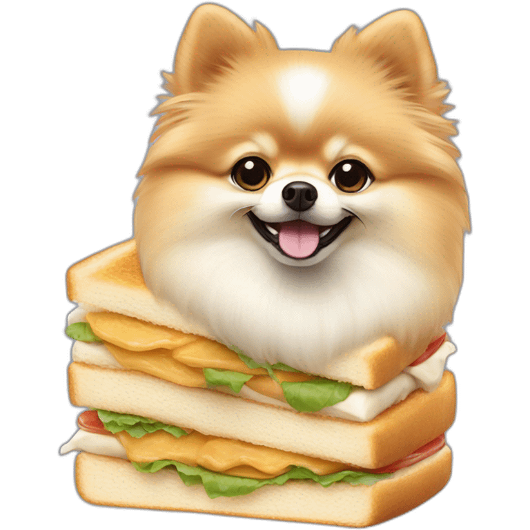 cream pomeranian sandwich emoji