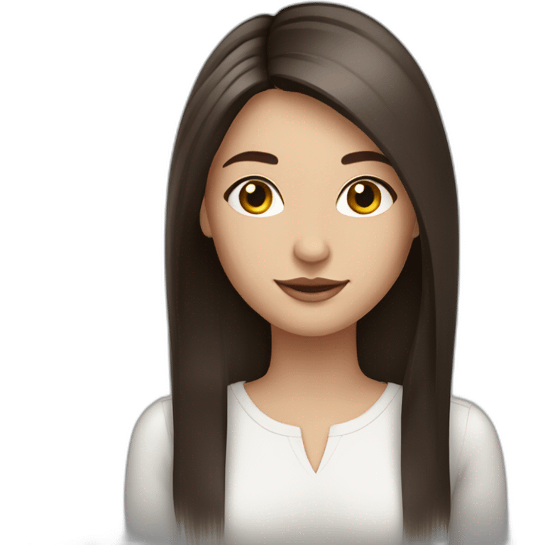 Fair skinned pretty woman with long straight dark brown hair emoji