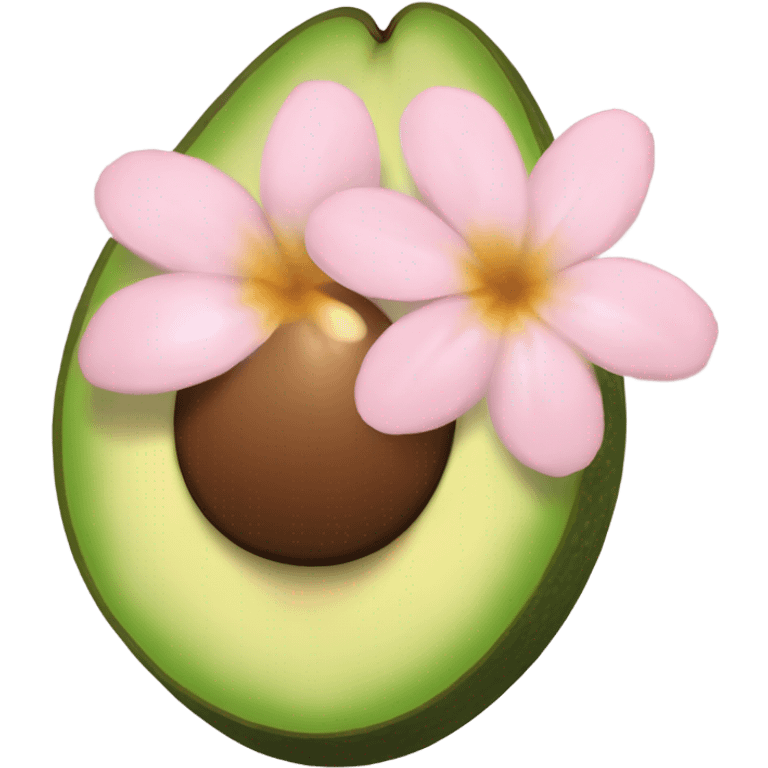 Realistic avacado with pale pink flower emoji