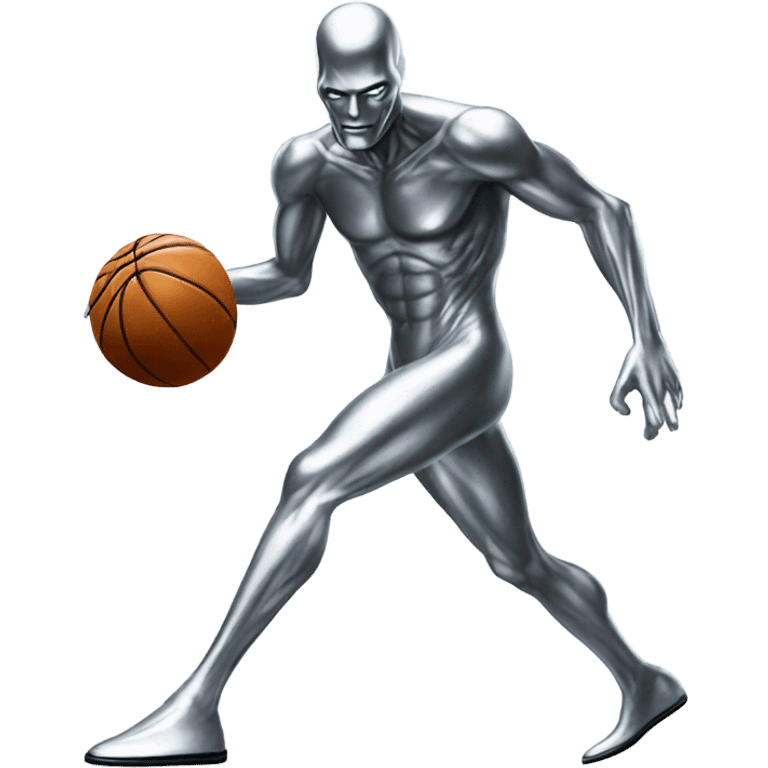 Silver surfer playing basketball. emoji