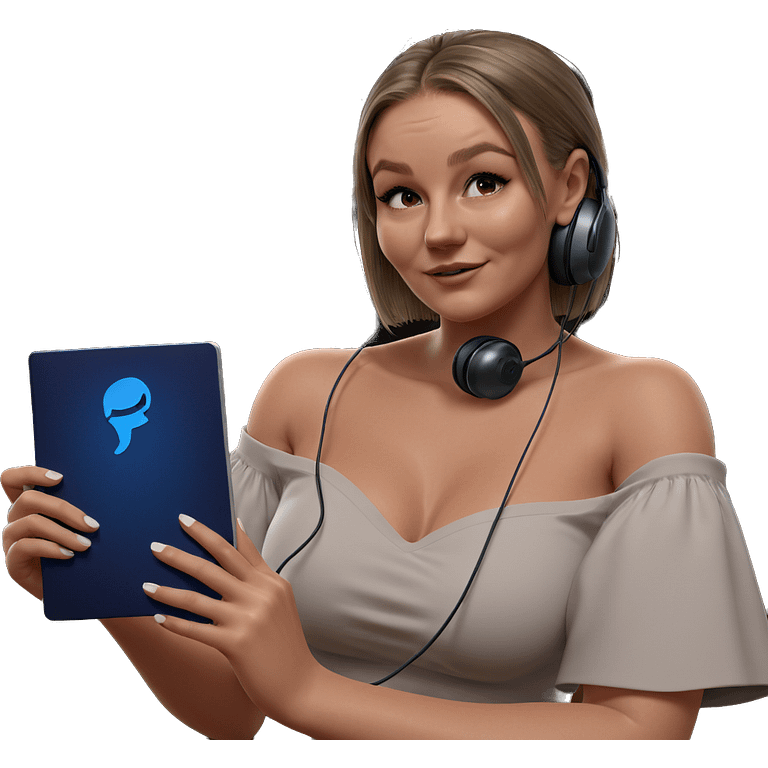 girl with headphones reading indoors emoji