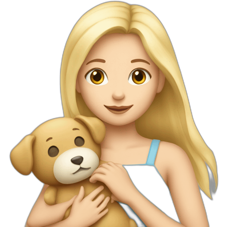 Une fille blonde avec un doudou dans les mains emoji