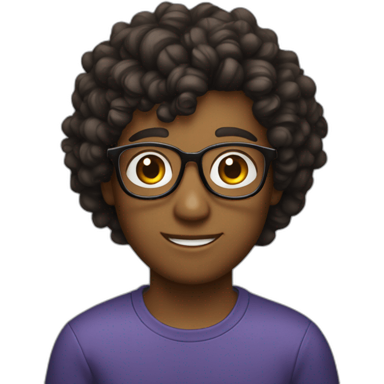 young guy with curly foffy hair with glasses emoji