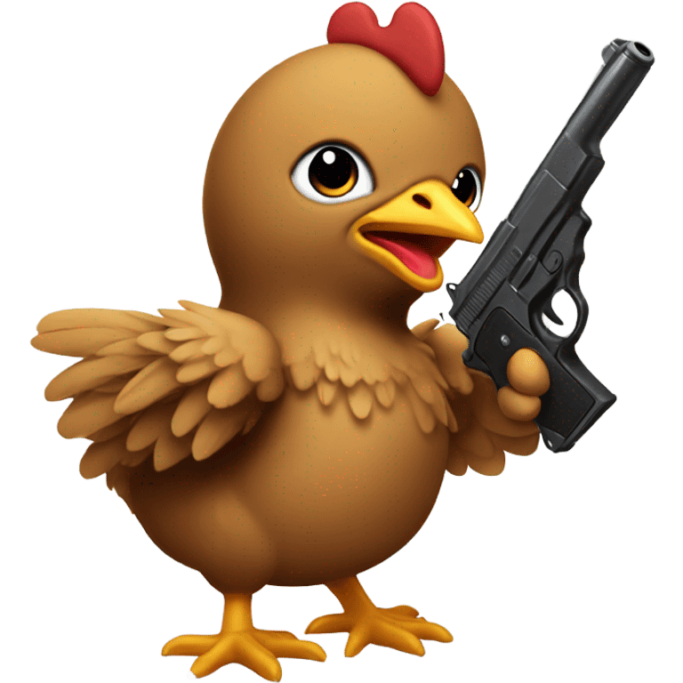 brown baby chicken with a gun in his hand emoji