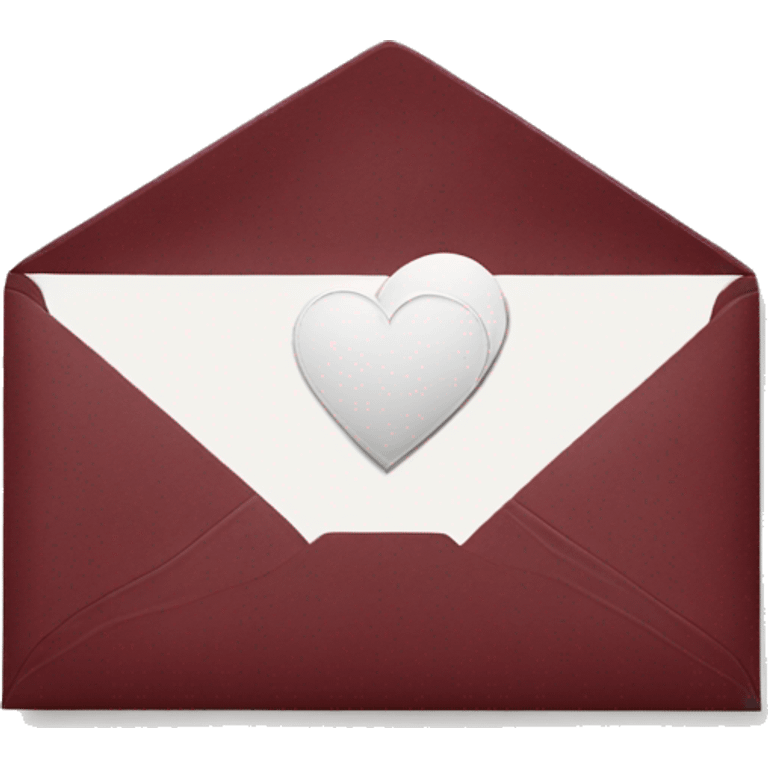 burgundy envelope with white heart stamp emoji