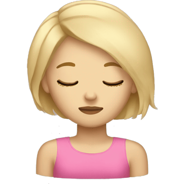 Girl with short blonde hair sleeping emoji