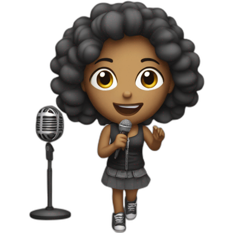 singing girl with microphone at concert emoji