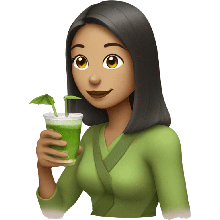 woman drink matcha emoji