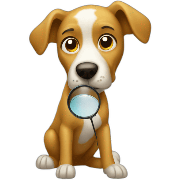 dog searching with a magnifier glass emoji