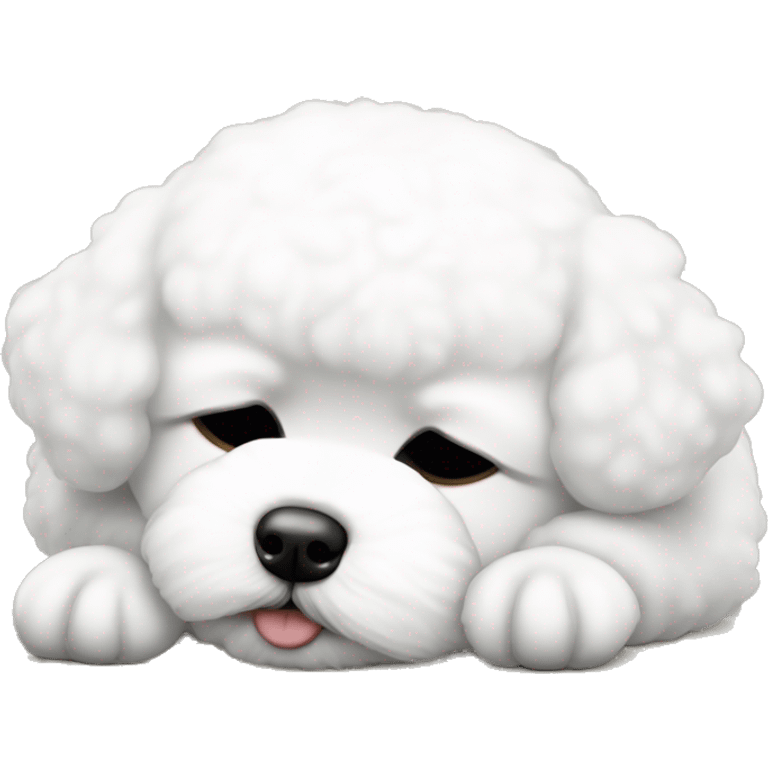 White little Bichon Frize sleeping  emoji