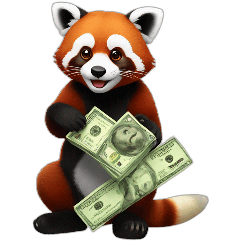 red panda holds the money emoji