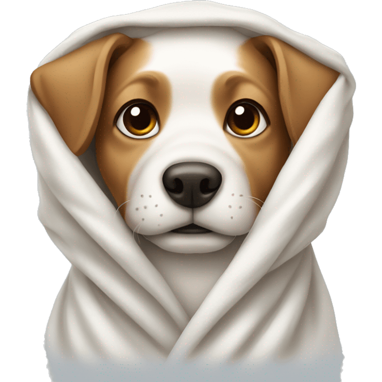 Dog wrapped in a white blanket emoji