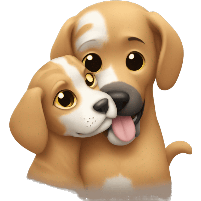 Cat and dog hugging each other emoji