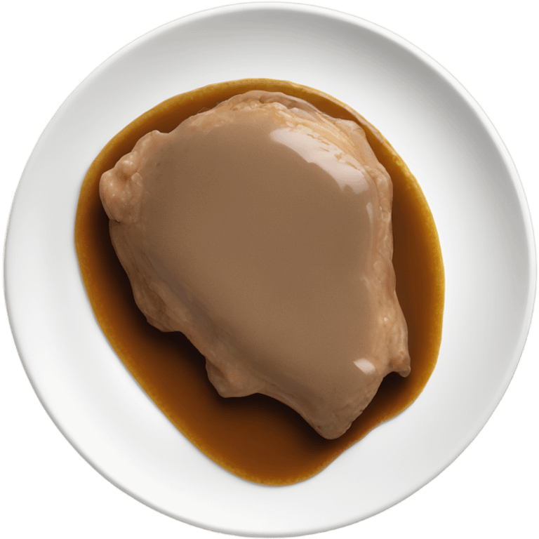 Chicken liver with gravy on a white plate emoji