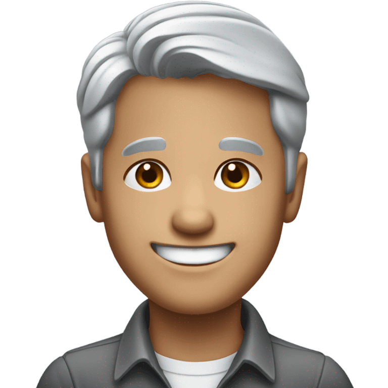 smiling gray haired boy in collared shirt emoji